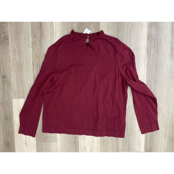 J. Crew NWT Maroon Light Sweater Ruffle Neck, Size 2X, MSRP $75 - Picture 8 of 8